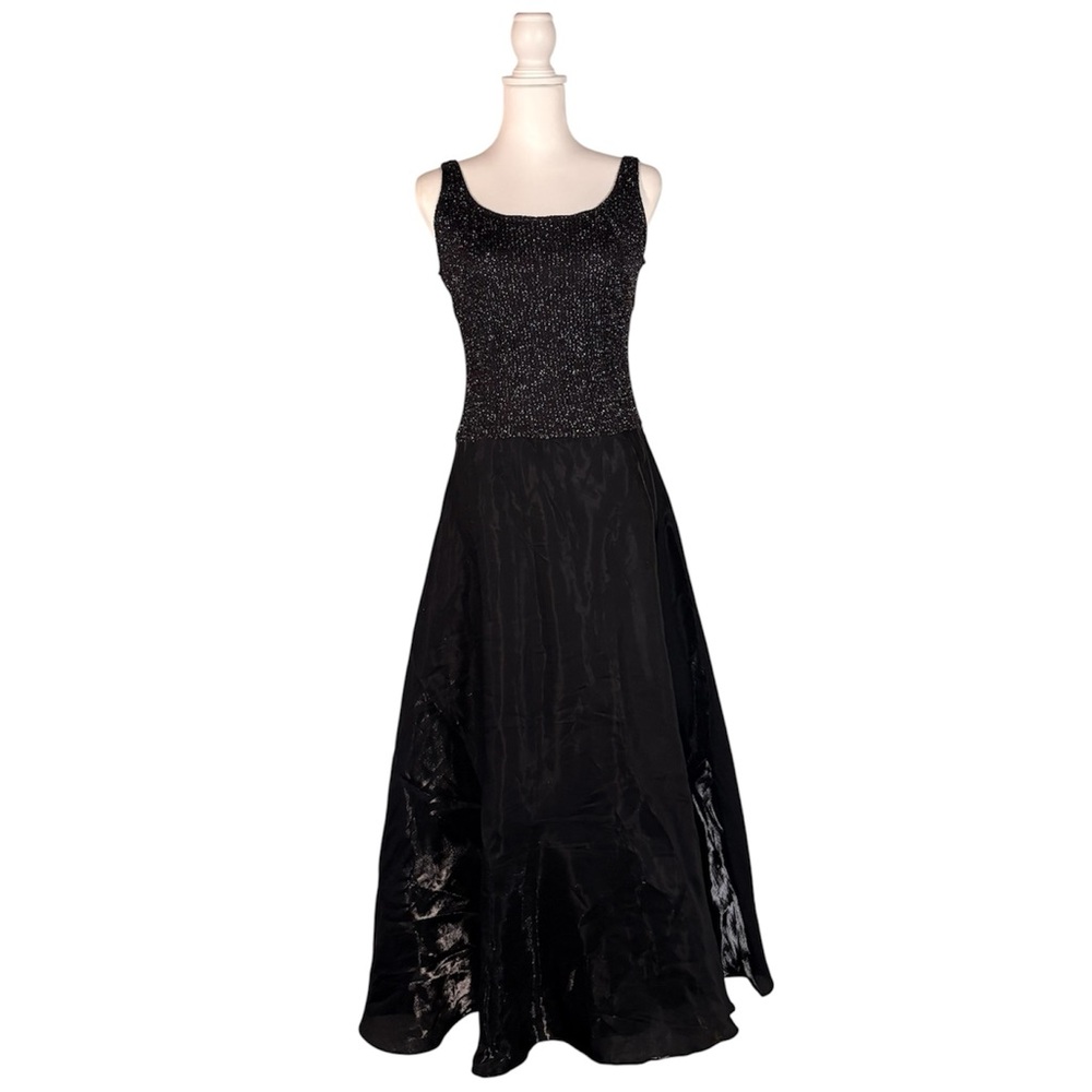 90s Y2K‎ Black Maxi Dress Women’s 12 Petite Sleeveless Scoop Neck Goth Glam